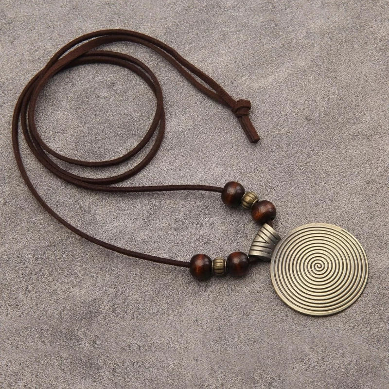 Fingerabdruck Rund Pullover Kette Legierung Böhmischen Männer Frauen Persönlichkeit Anhänger Lange Halsketten Handgemachten Schmuck
