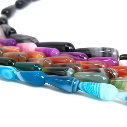 6x16mm/10X30mm Achat Wassertropfen Stein Perlen Natürliche Quarz Achate Lose Perlen für Schmuck Machen DIY Armband 15 ”