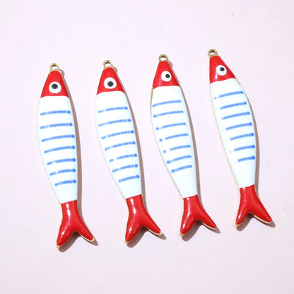 10 Stück 40x8mm Edelstahl Emaille Fisch Charms Anhänger DIY Schmuck Making Zubehör Erkenntnisse für Halsketten Ohrringe Armbänder