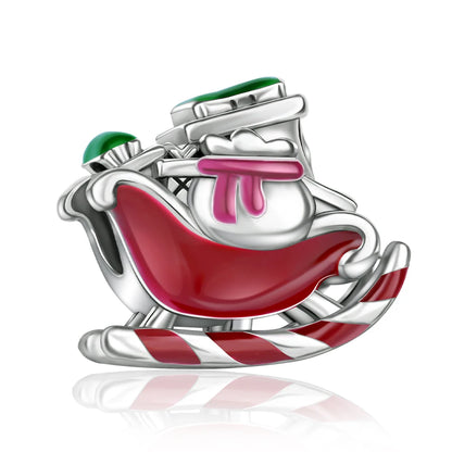 Frohe Weihnachten-Charm aus 925er-Sterlingsilber, Kiefernbaum, Weihnachtsmann, Schneehaus, passend für DIY-Armbänder, Halsketten, Urlaubs- und saisonale Geschenke
