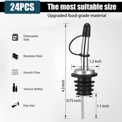 12Pcs Edelstahl Schnaps Flasche Ausgießer Flasche Düse Ausgießer Öl Fluss Wein Flasche Ausgießer Stopper Küche Bar Zubehör