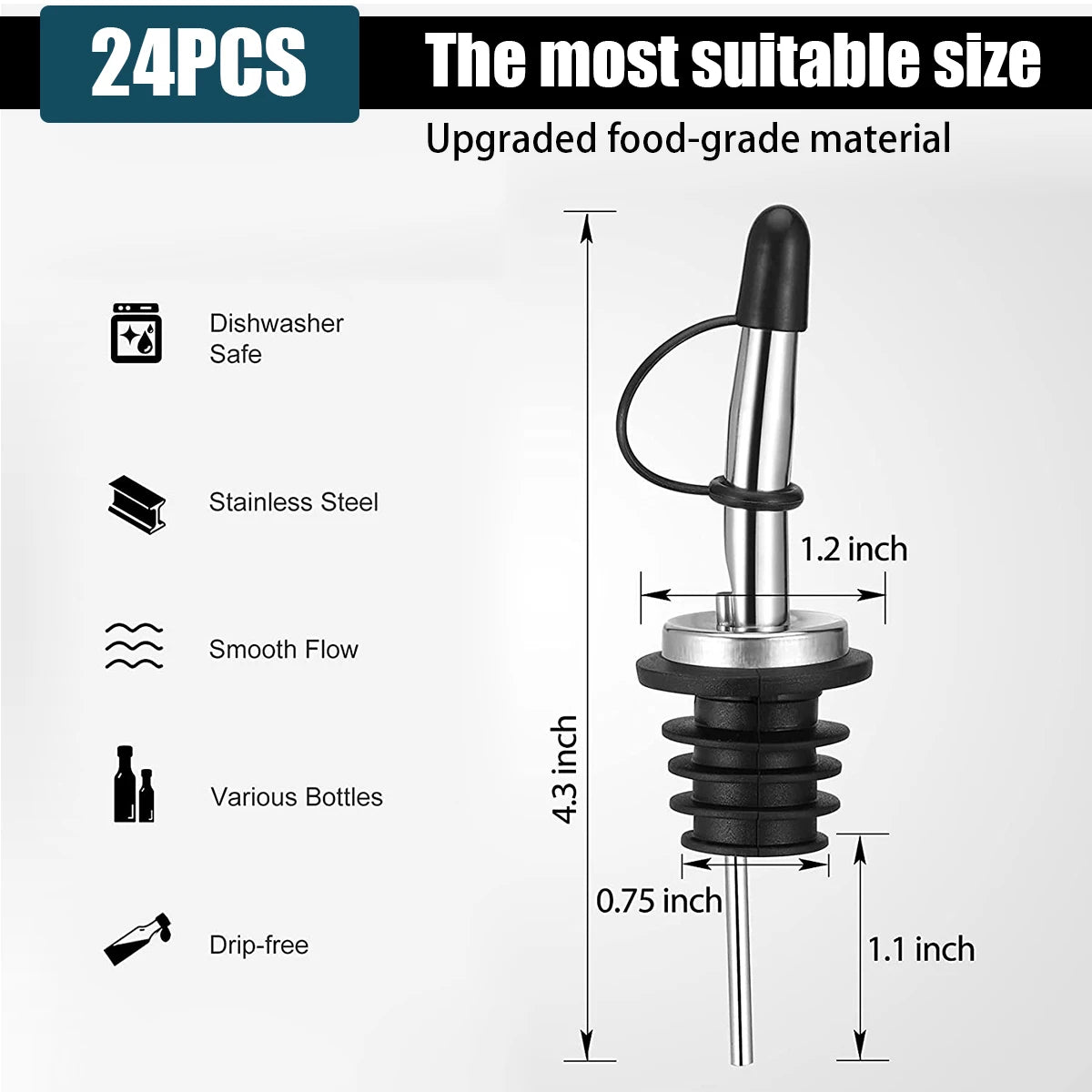 12Pcs Edelstahl Schnaps Flasche Ausgießer Flasche Düse Ausgießer Öl Fluss Wein Flasche Ausgießer Stopper Küche Bar Zubehör