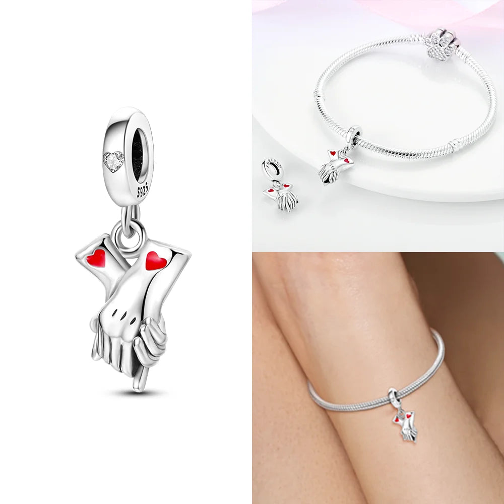 NEUE Silber 925 Elefant Evil Eye Hand Kreuz Herz Blau Zirkon Perlen Charms Fit Original Armband für Frauen Diy Edlen Schmuck geschenk