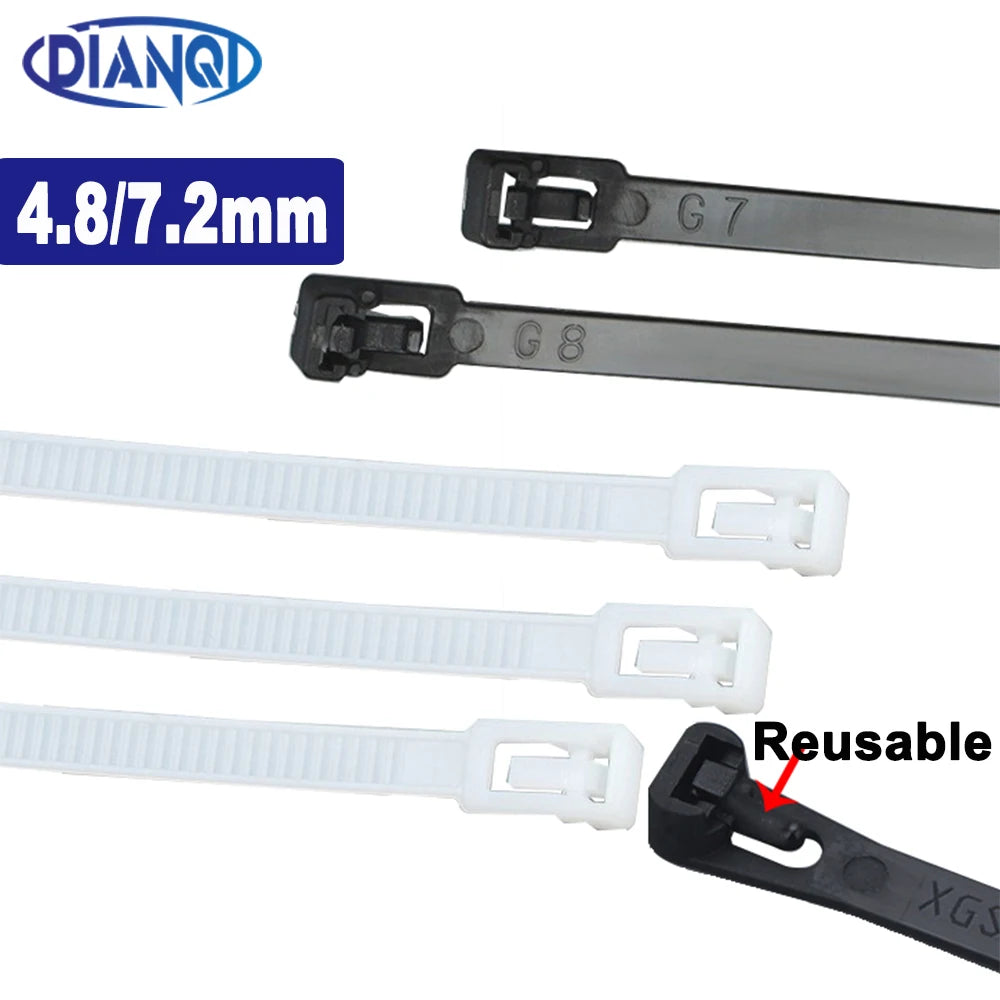 Wieder verwendbare Nylon binder aus 4.8 stücke Kunststoff schwarz weiß 150*4,8mm 250x300mm 8x450mm 8x500mm mm mm mm mm Recycling-Kabelbinder