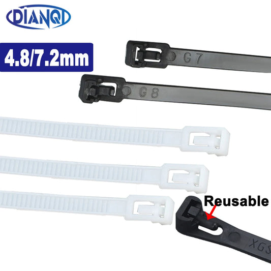 Wieder verwendbare Nylon binder aus 4.8 stücke Kunststoff schwarz weiß 150*4,8mm 250x300mm 8x450mm 8x500mm mm mm mm mm Recycling-Kabelbinder