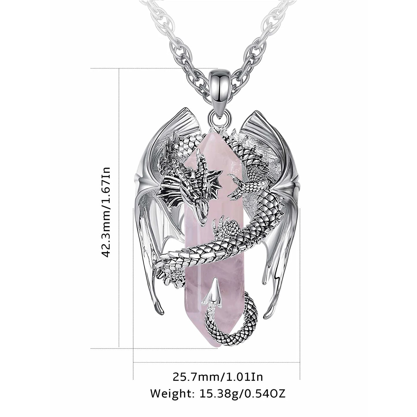Eudora Drache Twining sechseckigen Rosenquarz prismatische Halskette Punk Heils tein Rosenquarz Anhänger Schmuck Geschenk für Mann Frauen