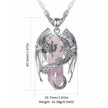 Eudora Drache Twining sechseckigen Rosenquarz prismatische Halskette Punk Heils tein Rosenquarz Anhänger Schmuck Geschenk für Mann Frauen