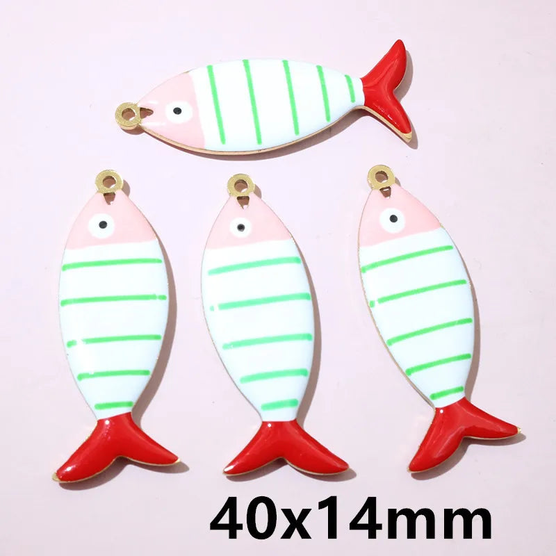 10 Stück Edelstahl Emaille Streifen Fisch Charms Anhänger 40x8/40x14mm DIY Schmuck Herstellung Zubehör für Halsketten Ohrringe