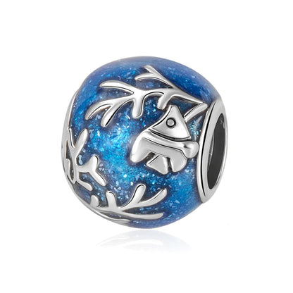 Ocean Series 925er Sterlingsilber, Wal, Schildkröte, kleiner Fisch, Qualle, Delfin, blauer Charm, passend für DIY-Armband, Halskette, Party-Schmuck