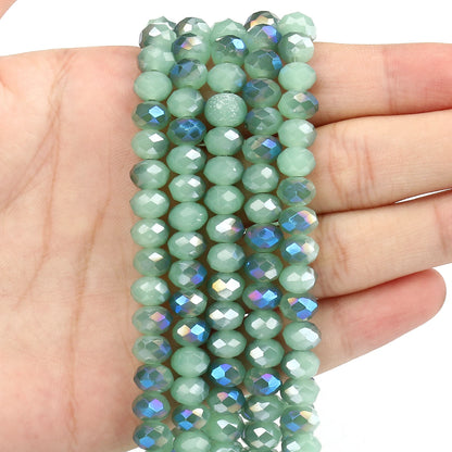 3/4/6/8mm Facettierte Jade Weiße Kristall Glas Perlen Vergoldet Flache Runde Lose Perlen für Schmuck Machen Diy Armband Ohrring