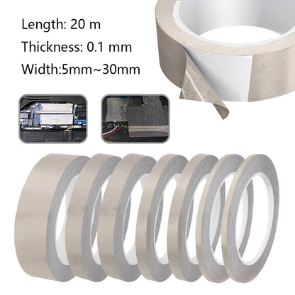1 Stück Klebeband, doppelt leitfähiges Stoffband für Laptop, Mobiltelefon, LCD-Reparatur, EMI-Abschirmung, RF-Signalblockierung, 20 m