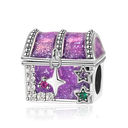 Lila Serie 925 Sterling Silber Traubenblüten Weinflasche Lebensbaum Tulpen Schnur-Dekoration Passend für DIY Armband Halskette Geschenk