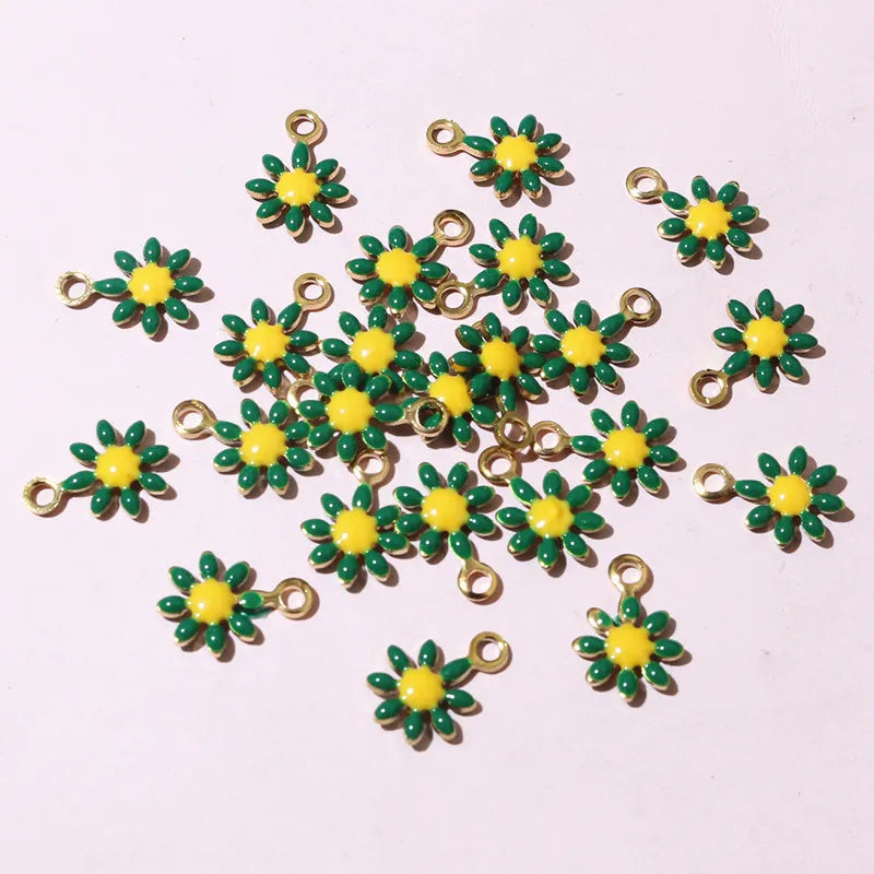 20 Stück 10x7mm kleine Blumen-Charms Anhänger Emaille Edelstahl DIY Schmuck Herstellung Zubehör-Erkenntnisse für Halsketten Ohrringe