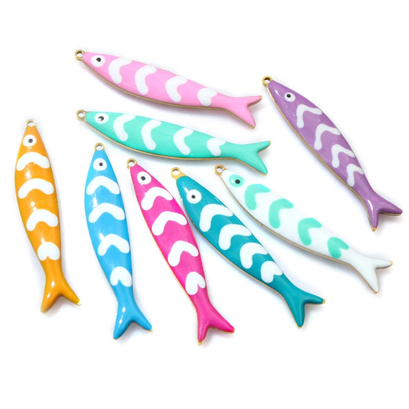 10 Stück 40x8mm Edelstahl Emaille Fisch Charms Anhänger DIY Schmuck Making Zubehör Erkenntnisse für Halsketten Ohrringe Armbänder