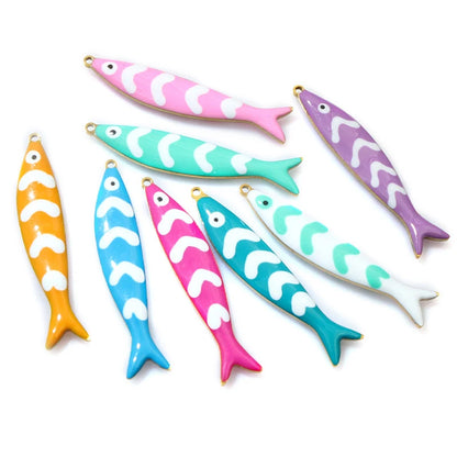10 Stück 40x8mm Edelstahl Emaille Fisch Charms Anhänger DIY Schmuck Making Zubehör Erkenntnisse für Halsketten Ohrringe Armbänder