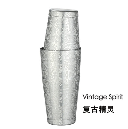 2-teiliges Boston Cocktail Shaker mit Ätzmuster, Bar-Cocktail-Shaker-Blech-Set – 800 ml und 500 ml