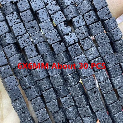 Natürliche Stein Schwarz Vulkanischen Lava Zylinder Räder Quadrat Runde Form Spacer Perlen Für Schmuck Machen Diy Armband Zubehör