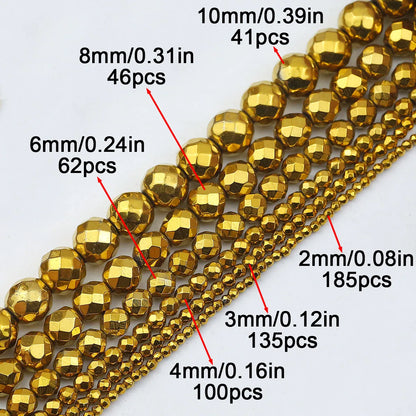 15'' Mehrfarbiger facettierter runder Hämatit-Naturstein 2/3/4/6/8/10 mm lose Perlen für DIY-Schmuckherstellung, Armband, Halskette, Earri