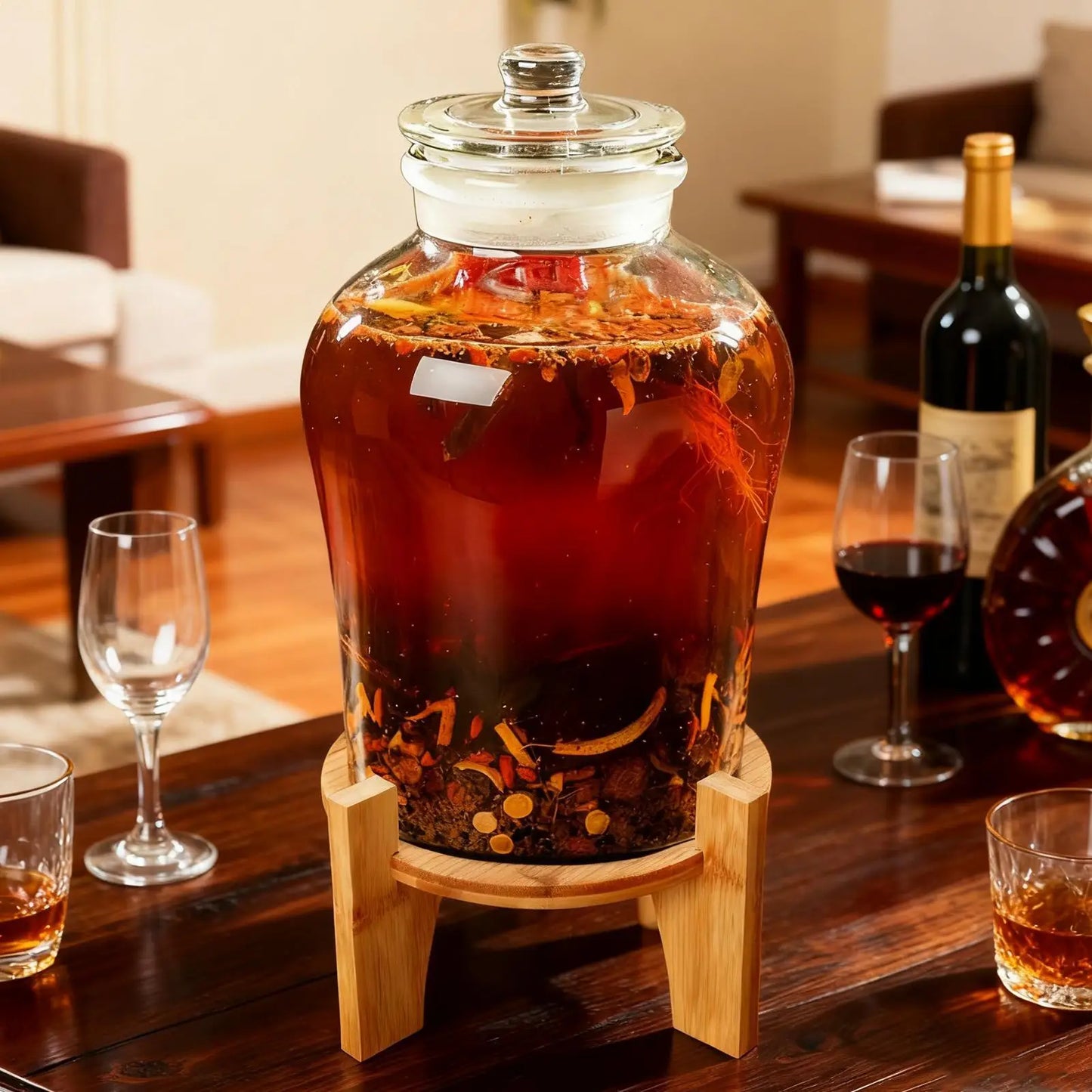 Getränke Spender Stehen Runde Basis Holz Party Liefert Wasser Saft Krug Spender Basis Für Restaurant Bar Hochzeit