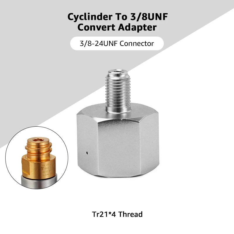 2-in-1-CO2-Ladegerät mit konvertiertem Adapter für TR21 x 4 CO2-Zylinder, 0–60 psi Mini-CO2-Regler für CO2-Kartusche