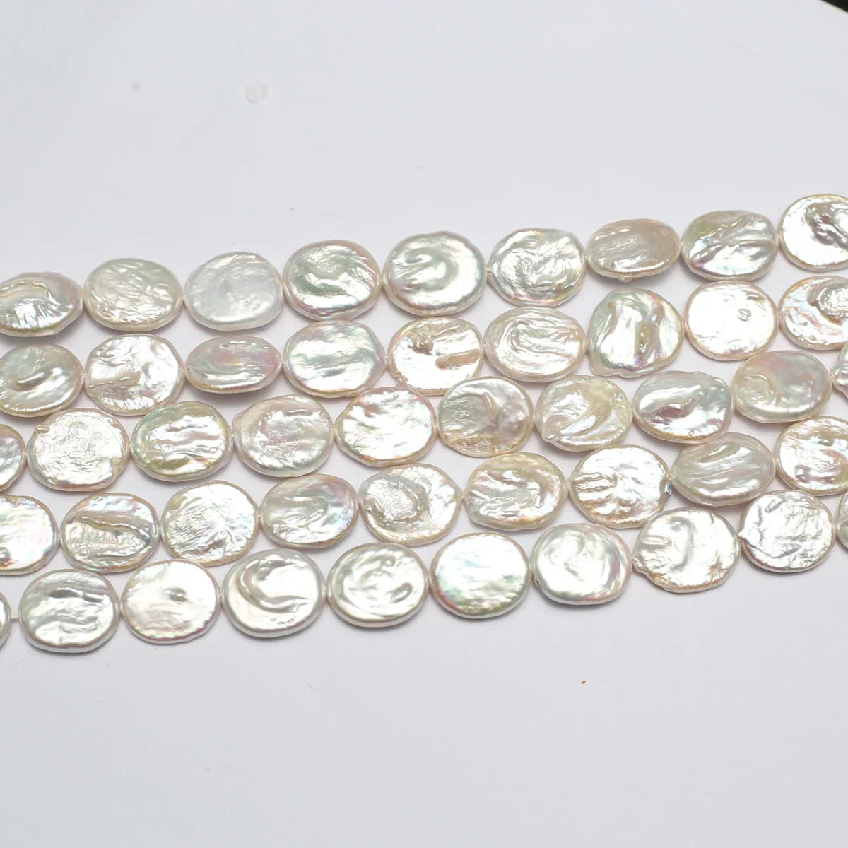 14x16mm AAA Weiß Mode Natürliche Süßwasser Perle Oval Barock Knopf Perle Schmuck Machen DIY Halskette Armband Zubehör geschenk