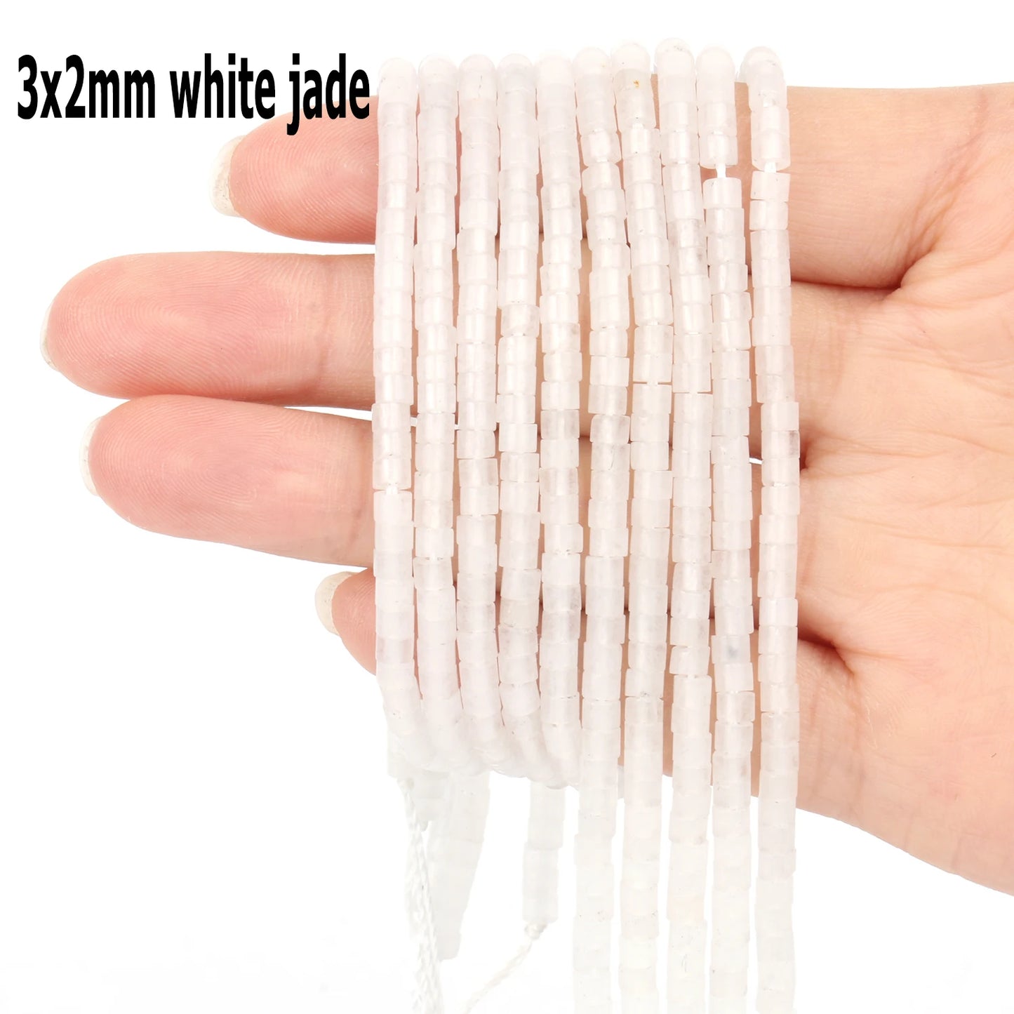 44 Arten weiße Chalcedon-Jade-Achat-Perle, Naturstein, Rondelle-Würfel, facettierte lose Perlen für Schmuckherstellung, Armbänder, Zubehör