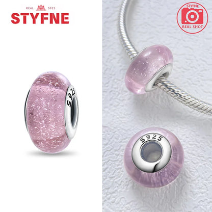 Echtes Sterlingsilber 925, Blumen-Charms, Glas, neue Original-Perle, bunt, Murano, passend für Original-Armbänder, DIY für Frauen, Schmuck, Geschenke