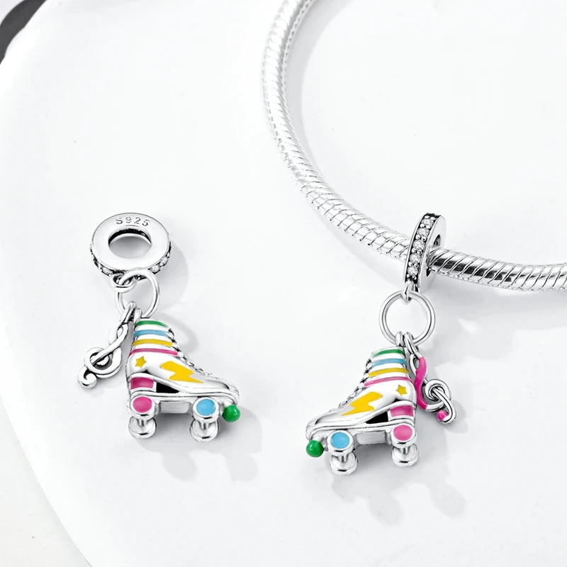 Neue Kollektion aus 925er-Sterlingsilber, Winterserie, Skaten, Schlittschuh-Charm, passend für DlY-Armbänder, Halsketten, Schmuck, feine Geschenke