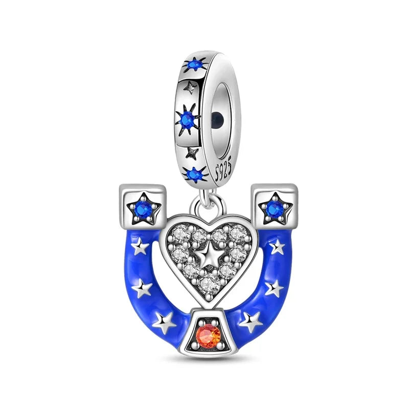 Blue Series Charm-Anhänger aus 925er-Sterlingsilber, Saphir, Baum des Lebens, Flasche, Elefant, Planet, Ozean, Herz, passend für DIY-Armbänder, Halsketten, Geschenke