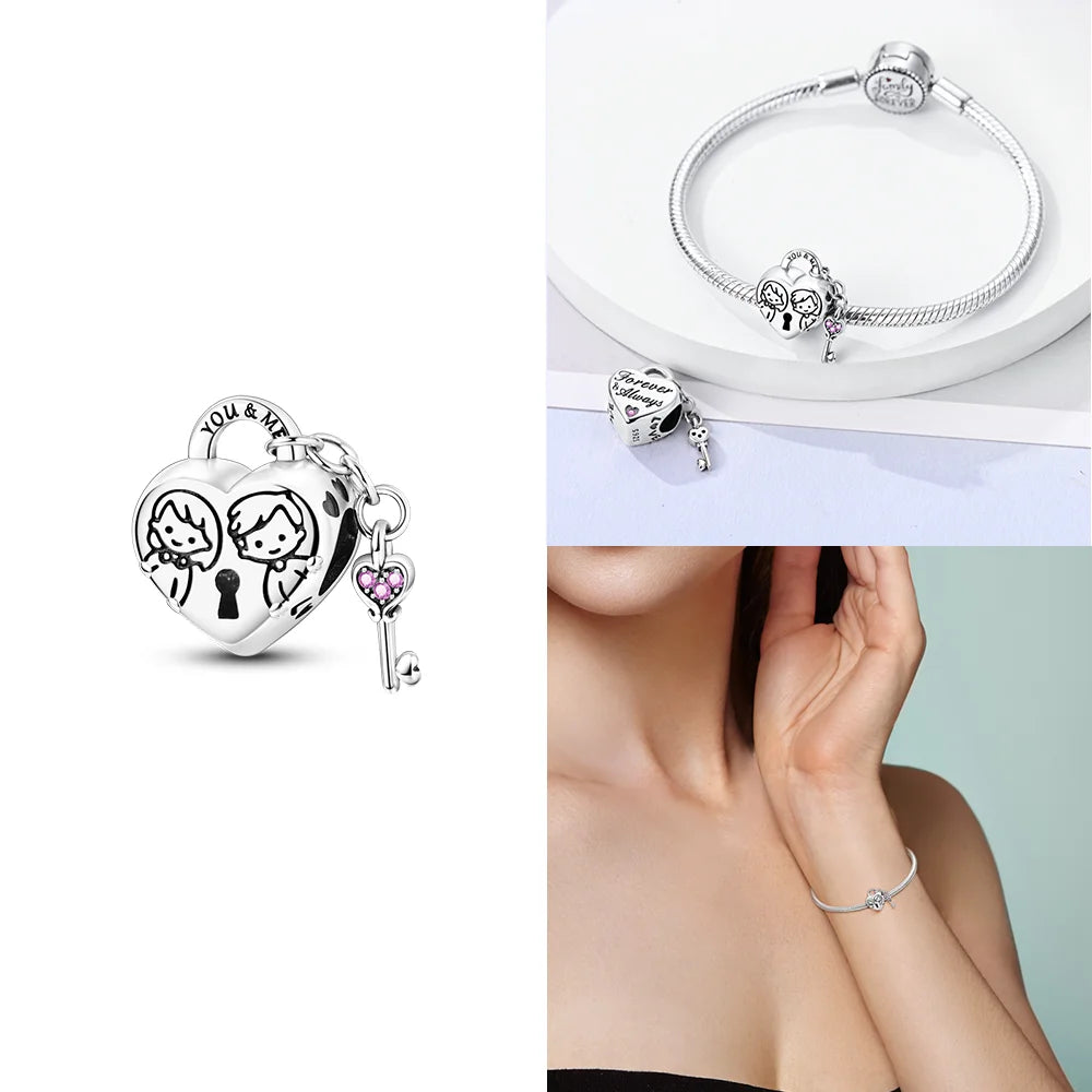 Neue Charms-Perle aus 925er-Sterlingsilber, rosa Schmetterling, leuchtende Glühwürmchen, baumelnd, passend für Armreifen, Halskette, DIY-Schmuck, Frauen-Geschenk