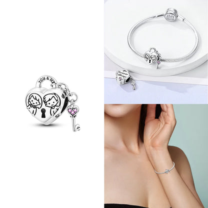Neue Charms-Perle aus 925er-Sterlingsilber, rosa Schmetterling, leuchtende Glühwürmchen, baumelnd, passend für Armreifen, Halskette, DIY-Schmuck, Frauen-Geschenk