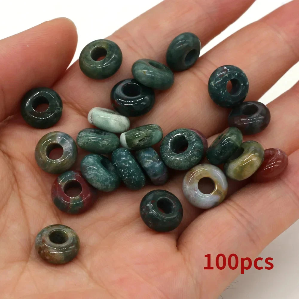 Großhandel 100 Stück Natursteinperlen, großes Loch, Abacus-Form, Agts-Steinperlen für die Herstellung von Schmuck, Halsketten, Loch 4 mm, Größe 5 x 10 mm