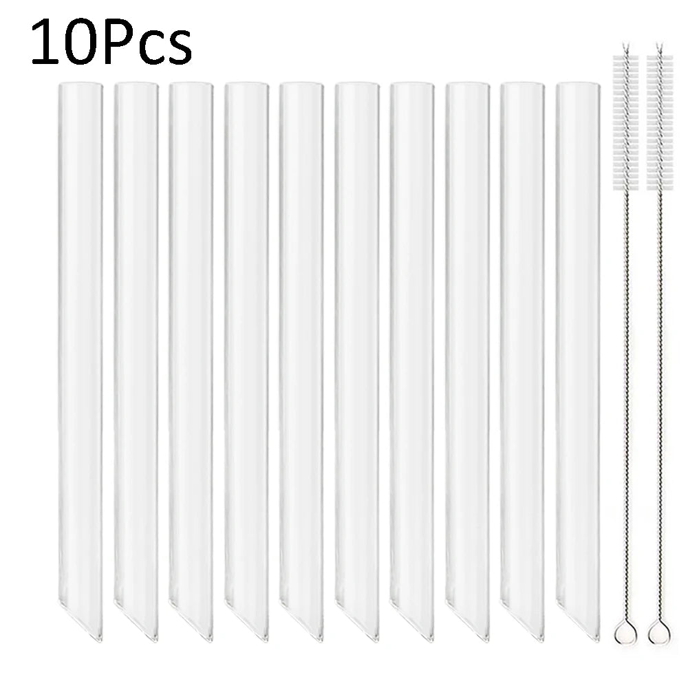 /14mm hohes Boro silikat glas Stroh Stück wieder verwendbare umwelt freundliche Trinkhalme Set Bubble Tea Smoothies Bar Zubehör