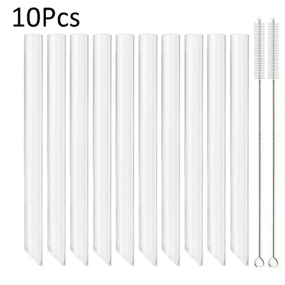 /14mm hohes Boro silikat glas Stroh Stück wieder verwendbare umwelt freundliche Trinkhalme Set Bubble Tea Smoothies Bar Zubehör