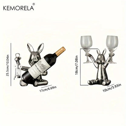 KEMORELA Hasen-Weinregal-Halter, 1 Stück, Champagner-Präsentationsständer, dekoratives Schreibtisch-Ornament für Zuhause, Weinschrank, Bar, Weinkeller
