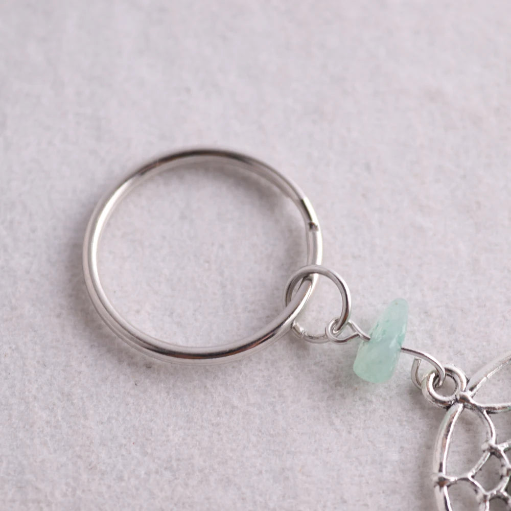 Naturstein Traumfänger Schlüsselanhänger Taschenanhänger Mode Boho Schmuck Flügel Schlüsselanhänger Opal für Frauen Mädchen Party Geschenk