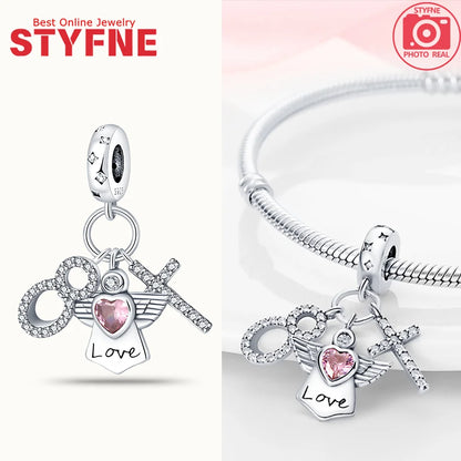 Neue Silber 925 Engel Skulptur Charms Herz Perlen Fit Original Armband für Frauen Schmuck Party Perlen DIY Edlen Schmuck Geschenke