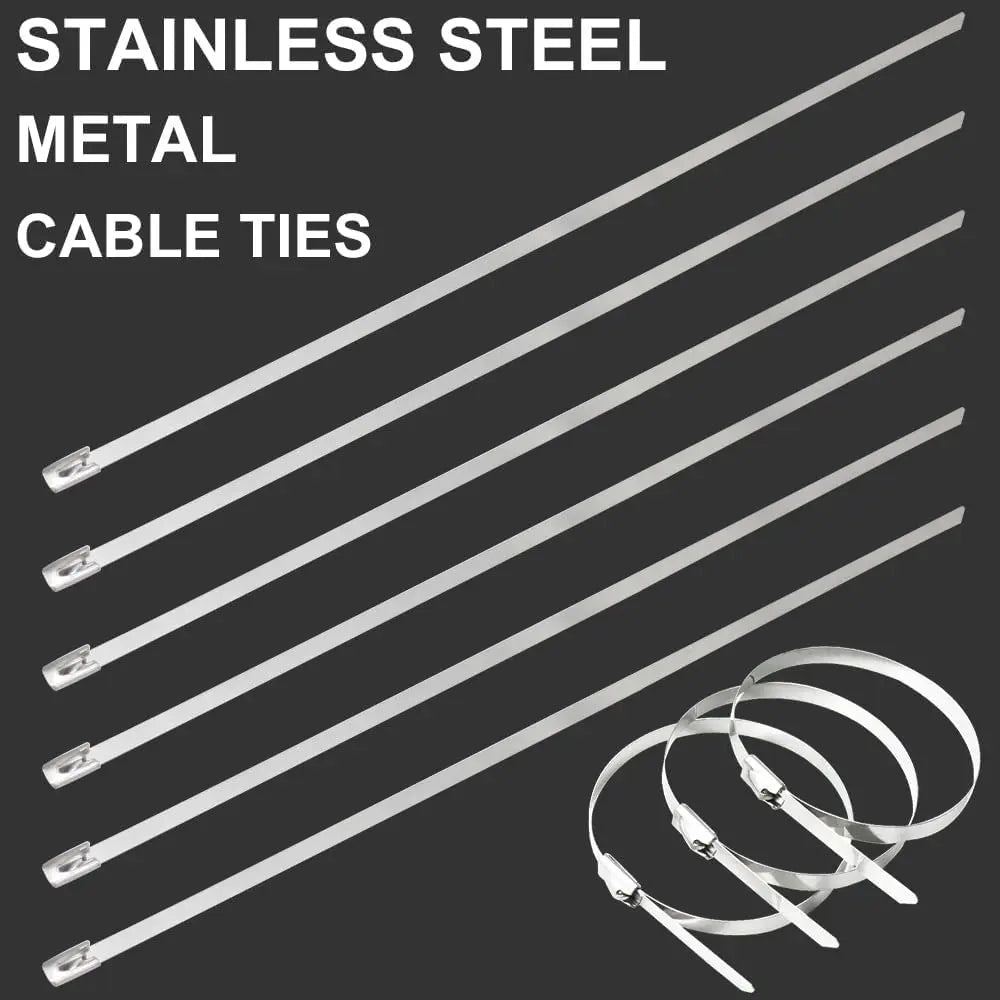 100 stücke Metall kabel Kabelbinder, 4,6x304mm Edelstahl kabelbinder mit 220lbs Zug festigkeit, für den industriellen und Außenbereich