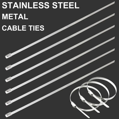 100 stücke Metall kabel Kabelbinder, 4,6x304mm Edelstahl kabelbinder mit 220lbs Zug festigkeit, für den industriellen und Außenbereich