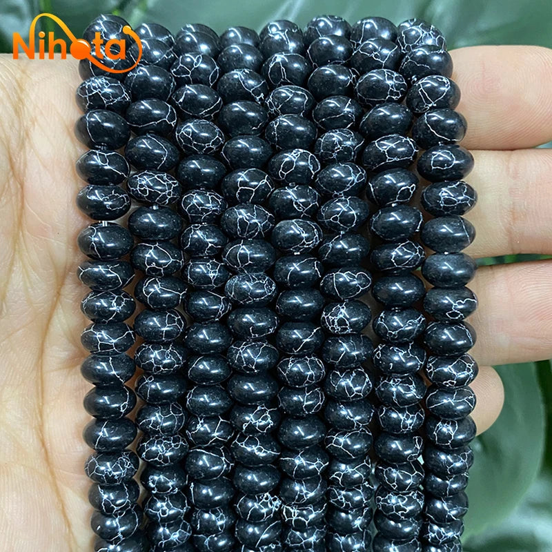 Naturstein Rondelle Perlen Achate Türkise Jaspis Kristall Spacer Perlen für Zubehör Schmuckherstellung 15'' Strang 6/8/10mm