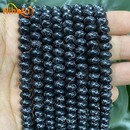 Naturstein Rondelle Perlen Achate Türkise Jaspis Kristall Spacer Perlen für Zubehör Schmuckherstellung 15'' Strang 6/8/10mm