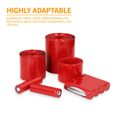 10M 18650 Lithium-Batterie-Schrumpfschlauch, Breite 17mm ~ 130mm, PVC-Wärmeschrumpfschlauch, Batteriepack-Isolierung, Kabelschutz, Schlauchfolie