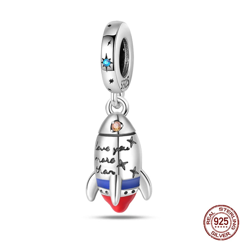 100 % 925 Sterling Silber Mode Raumfahrt Sammlung Rakete Astronaut Charms Perlen passen Qikaola Original Armband DIY Schmuck
