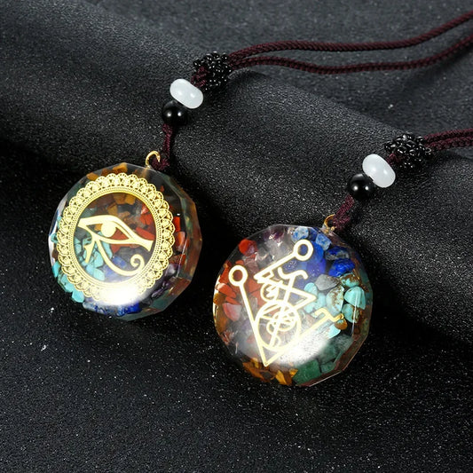 Retro Bunte Chips Natürliche Türkis Amethyst Stein Chakra Orgon Energie Pendel Amulett Reiki Heilung Anhänger Halskette