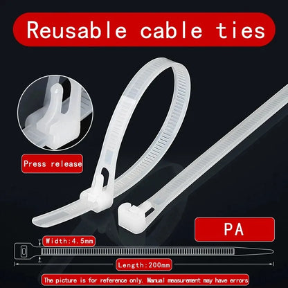 100 Stück wiederverwendbare Nylon-Kabelbinder 3,6 x 150 mm – Verschlussschlaufe, abnehmbar, gemischt in Schwarz und Weiß – ideal für die Organisation zu Hause und im Büro