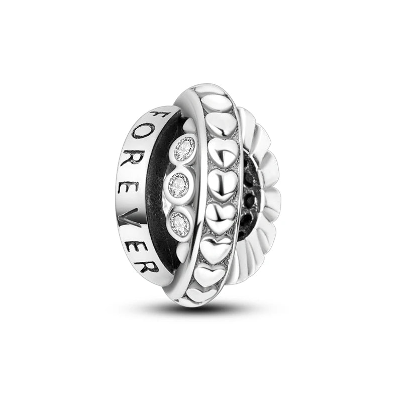 Silber-Charm, 925er-Sterlingsilber, Clip-Charms, Sicherheitsketten-Charm, CZ-Pavé, runde Clip-Perlen, passend für Original-Armbänder, Schmuckherstellung
