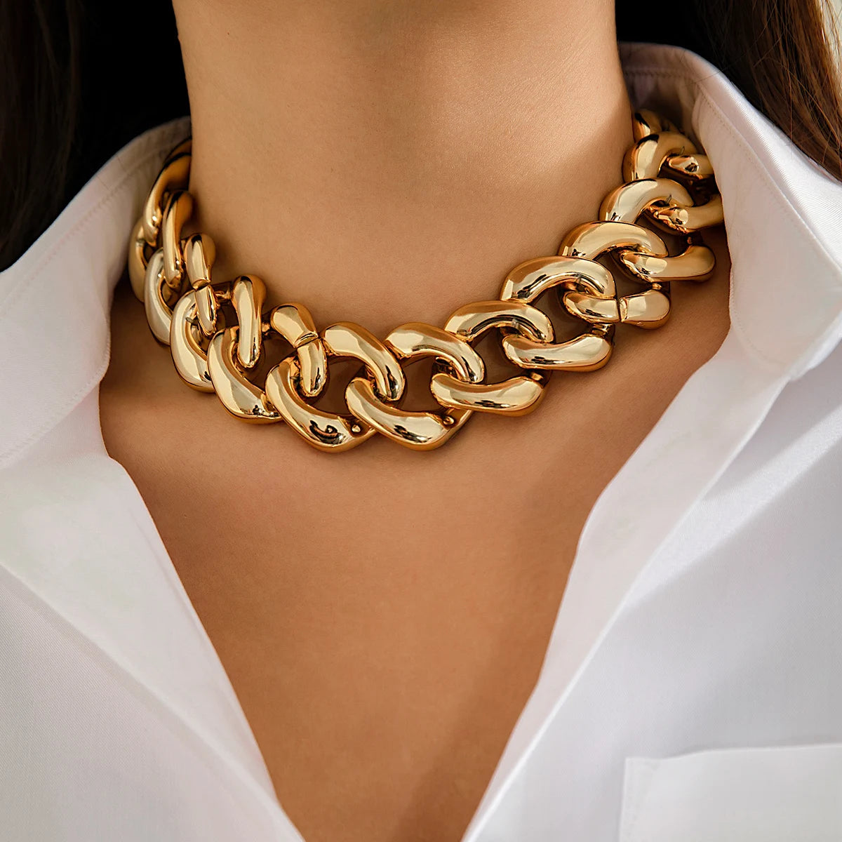 Ingesight. z Punk ccb Schnalle kubanische Kette kurze Halskette für Frauen übertrieben dicke Goldfarbe Kragen Party Schmuck Geschenk