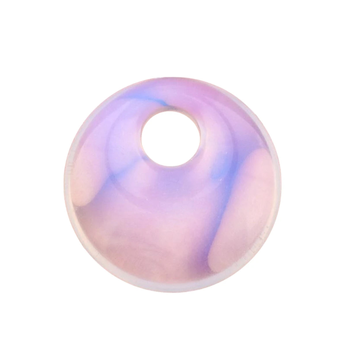 Natürliche 30 mm Donut-Edelstein-Charms für die Herstellung von Schmuck, 8 mm Loch, Polierkristall, runder Glücksmünzenschutz, Heilung