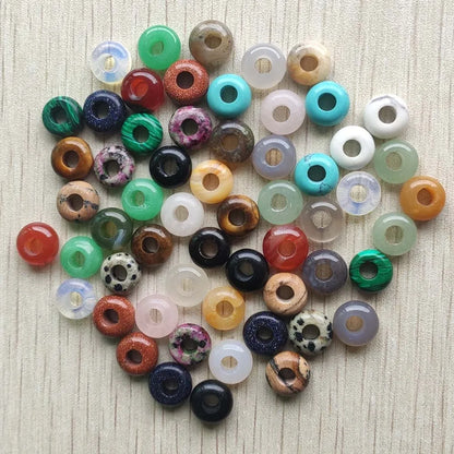 Mode gute Qualität Naturstein Mix runde Charms großes Loch Charms Perlen 10mm für Schmuckherstellung 50 Stück Großhandel kostenloser Versand