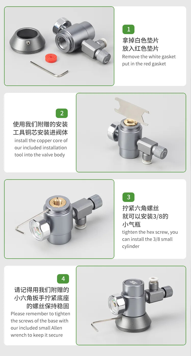 Aquarium DIY CO2 regulator Quick plug solenoid valve Bubble meter Metal sleeve base Fish tank CO2 pressure reducing valve set